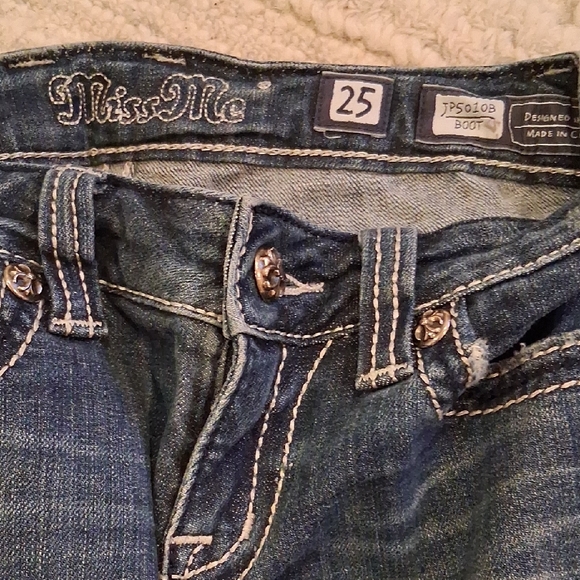 Miss ME  Embellished Boot CutBlue Jeans - Picture 2 of 4